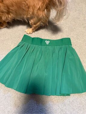 Aritzia Green Pleated Mini Skirt